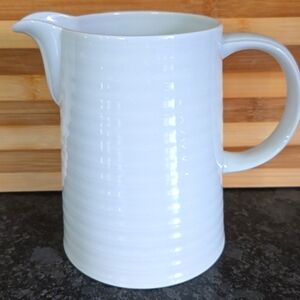 Crate & Barrel 6" White Ceramic Pitcher / Vase